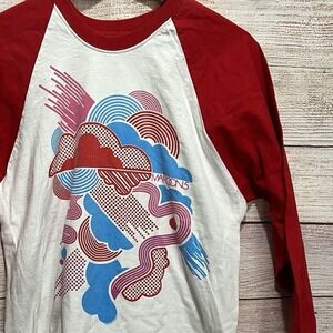 Maroon 5 Shirt Adult Medium White Red 3/4 Sleeve Raglan Baseball Band Tee 2008